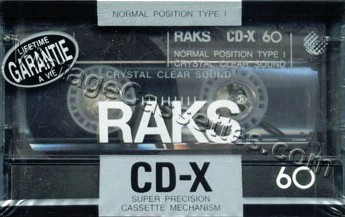 RAKS RAKS CD-X 1990–92 Type I Cassette Tape