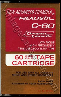 Radioshack/Realistic Realistic Low Noise C-60 Type I 1973–77 Type I Cassette Tape