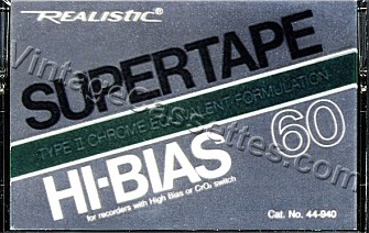Radioshack/Realistic Realistic Hi-Bias Type II 1978–83 Type II Cassette Tape