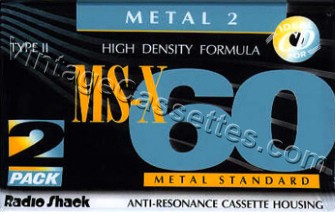 Radioshack/Realistic RadioShack MS-X Type II Metal particle tape as type II 1995–00 Type II Cassette Tape