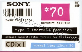 Sony SONY Cdix I 1992 Type I Cassette Tape