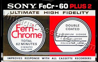 Sony SONY FeCr-60 Plus 2 1974–75 Type II Cassette Tape